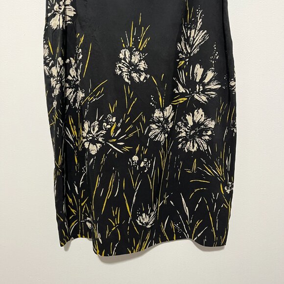 Papell Womens Vintage Silk Sheath Dress Size 8P Black Dark Floral Cocktail 90s - Picture 4 of 8